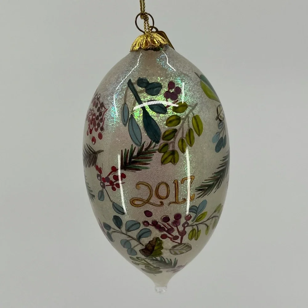 Pier 1 Li Bien Fa La La Ornament 2017 Hand Painted Glass Christmas Boxed